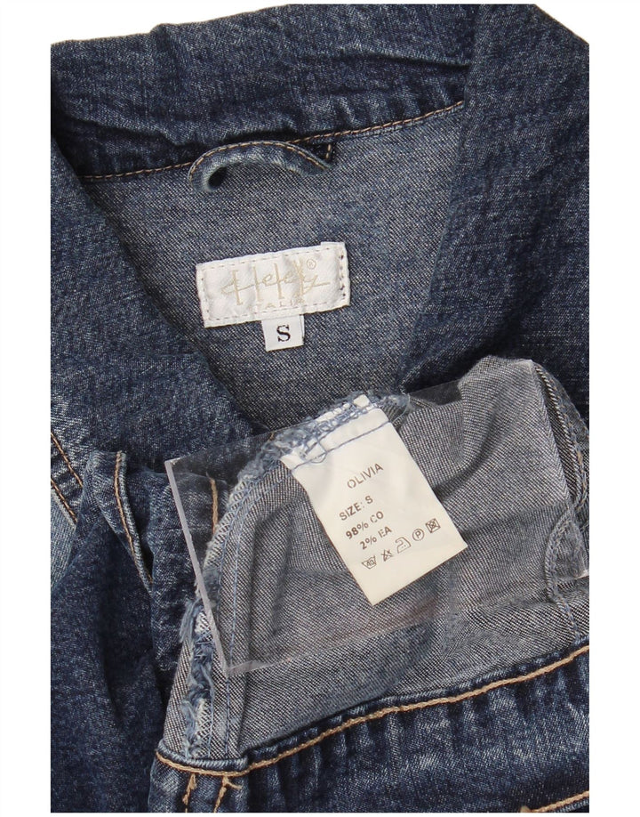 Giacca di jeans vintage da donna UK 10 piccola in cotone blu