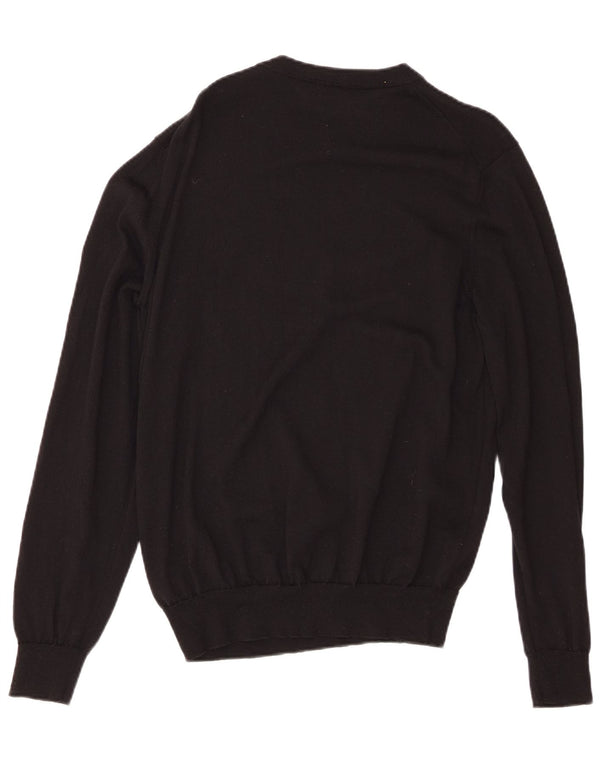 Maglione maglione girocollo da uomo Hugo Boss grande lana vergine nera
