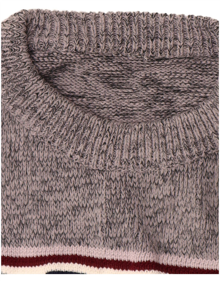 Maglione girocollo da uomo VINTAGE grande grigio geometrico