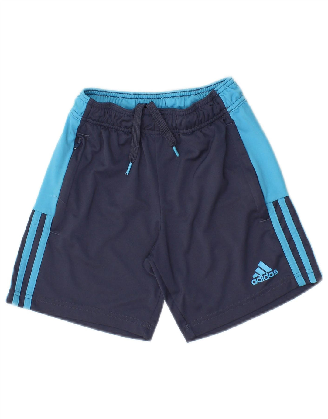 Pantaloncini sportivi Adidas da ragazzo 9-10 anni in poliestere color block blu navy