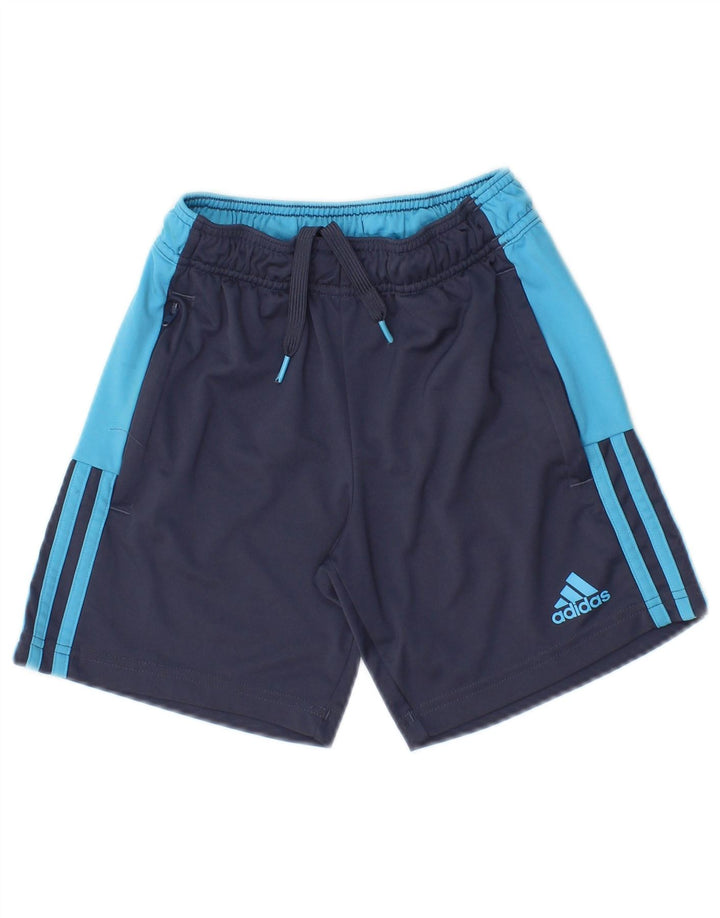 Pantaloncini sportivi Adidas da ragazzo 9-10 anni in poliestere color block blu navy