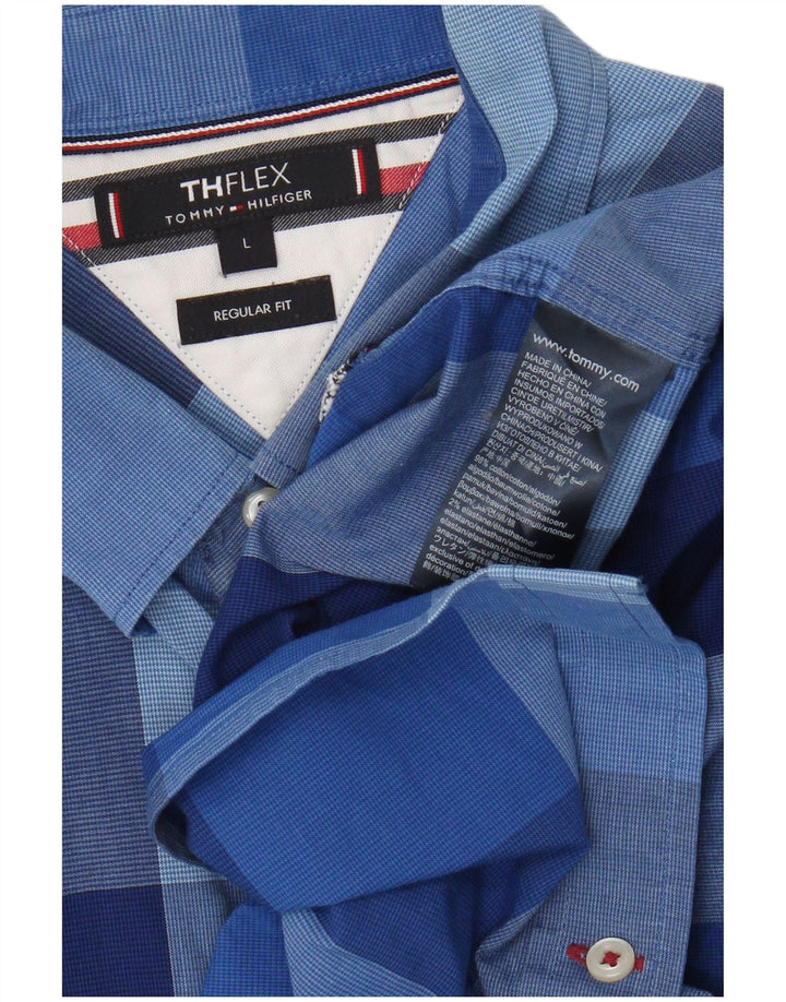 Tommy Hilfiger Uomo Regular Fit Camicia Large Blu in cotone a quadretti