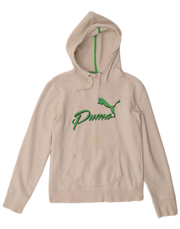 Felpa con cappuccio grafica da donna Puma UK 12 Medium Bianca