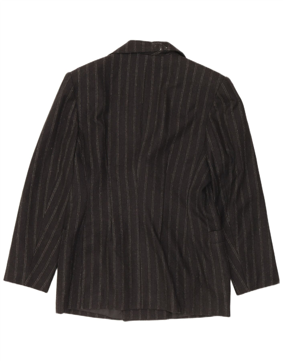 Giacca blazer doppiopetto vintage da donna IT 48 XL in lana a righe nere