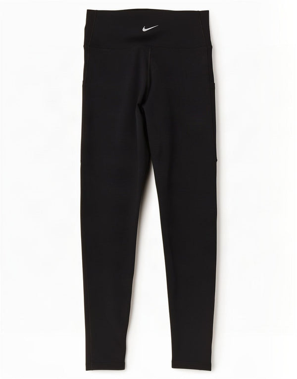 Nike Womens Dri Fit Crop Leggings UK 12 Medium Black Polyester
