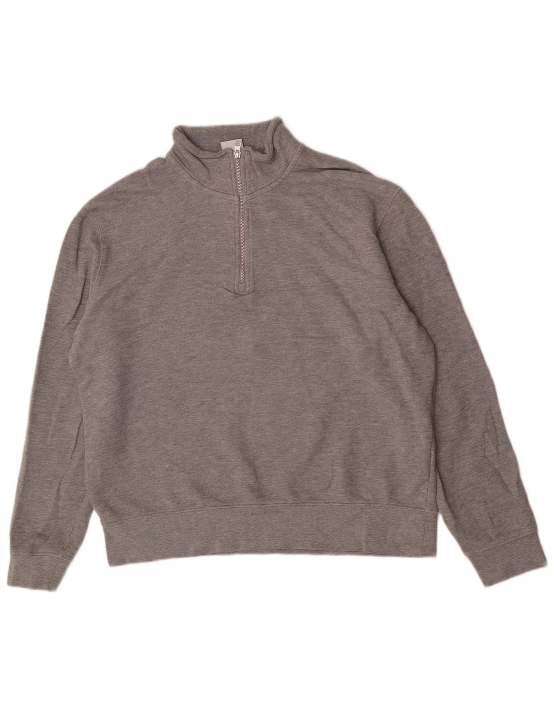 Felpa Zara da uomo con zip e collo maglione XL in cotone grigio