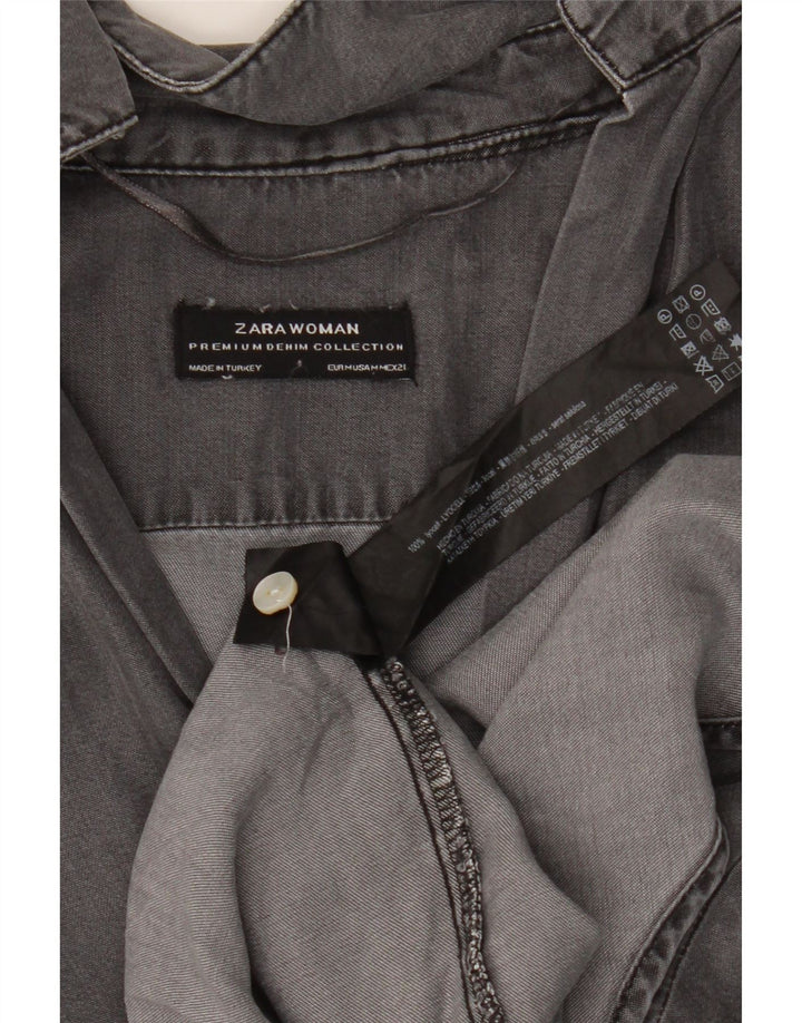Maglia pullover oversize da donna Zara con maniche a 3/4 UK 14 Lyocell grigio medio
