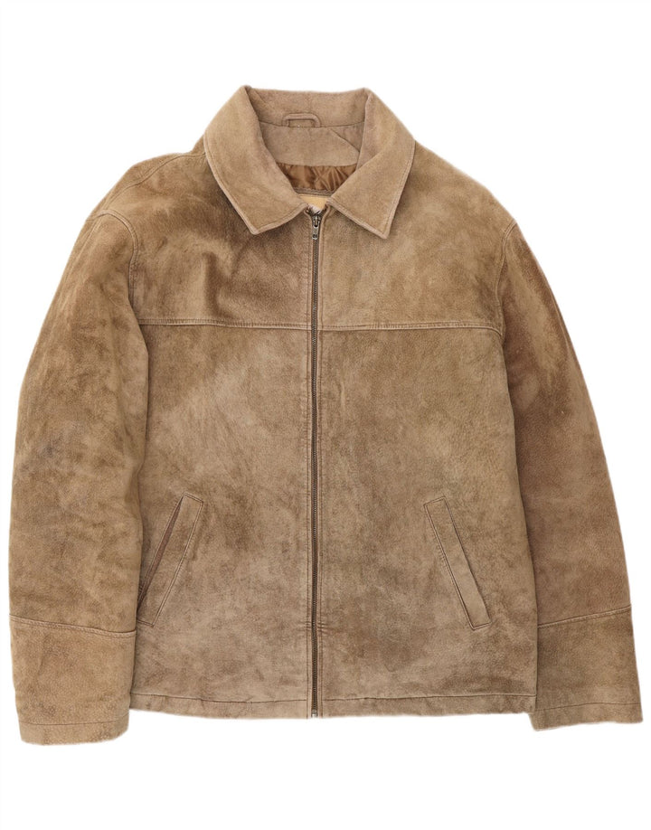 Giacca vintage in pelle scamosciata da uomo IT 54 2XL in pelle marrone