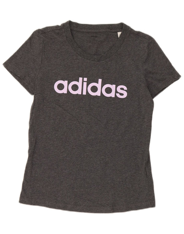 T-shirt grafica da donna Adidas Top UK 8/10 piccola in cotone grigio