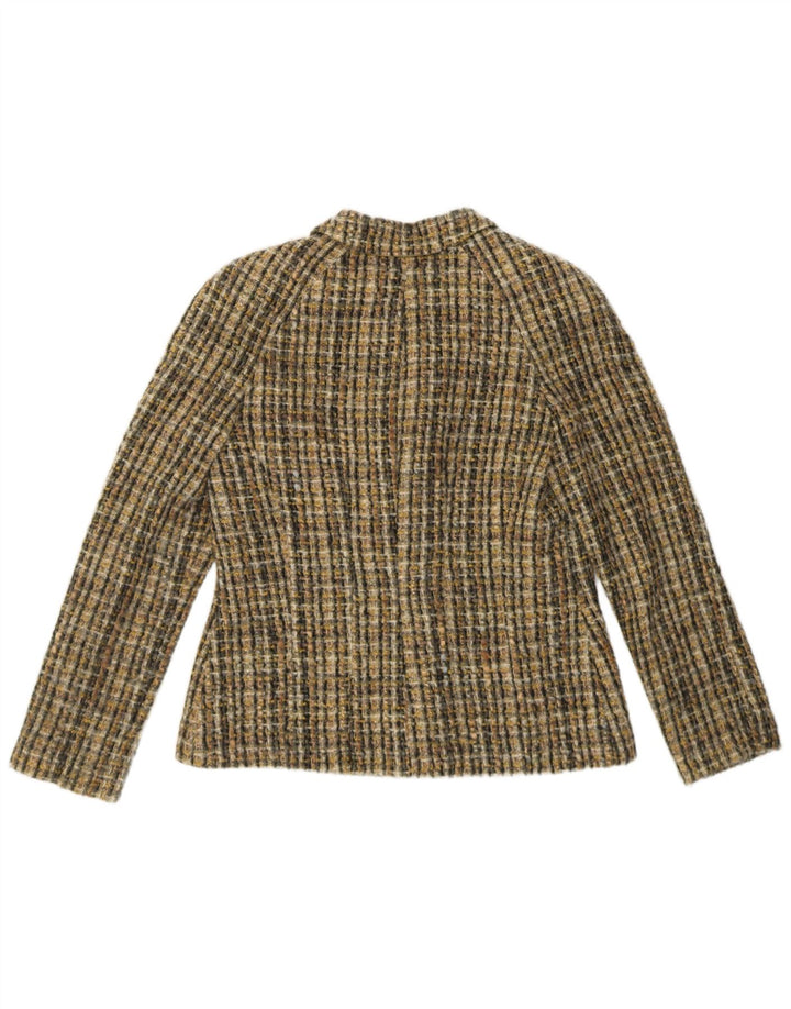 Luisa Spagnoli Giacca Blazer a 3 Bottoni da Donna IT 46 Grande Lana a quadri Kaki