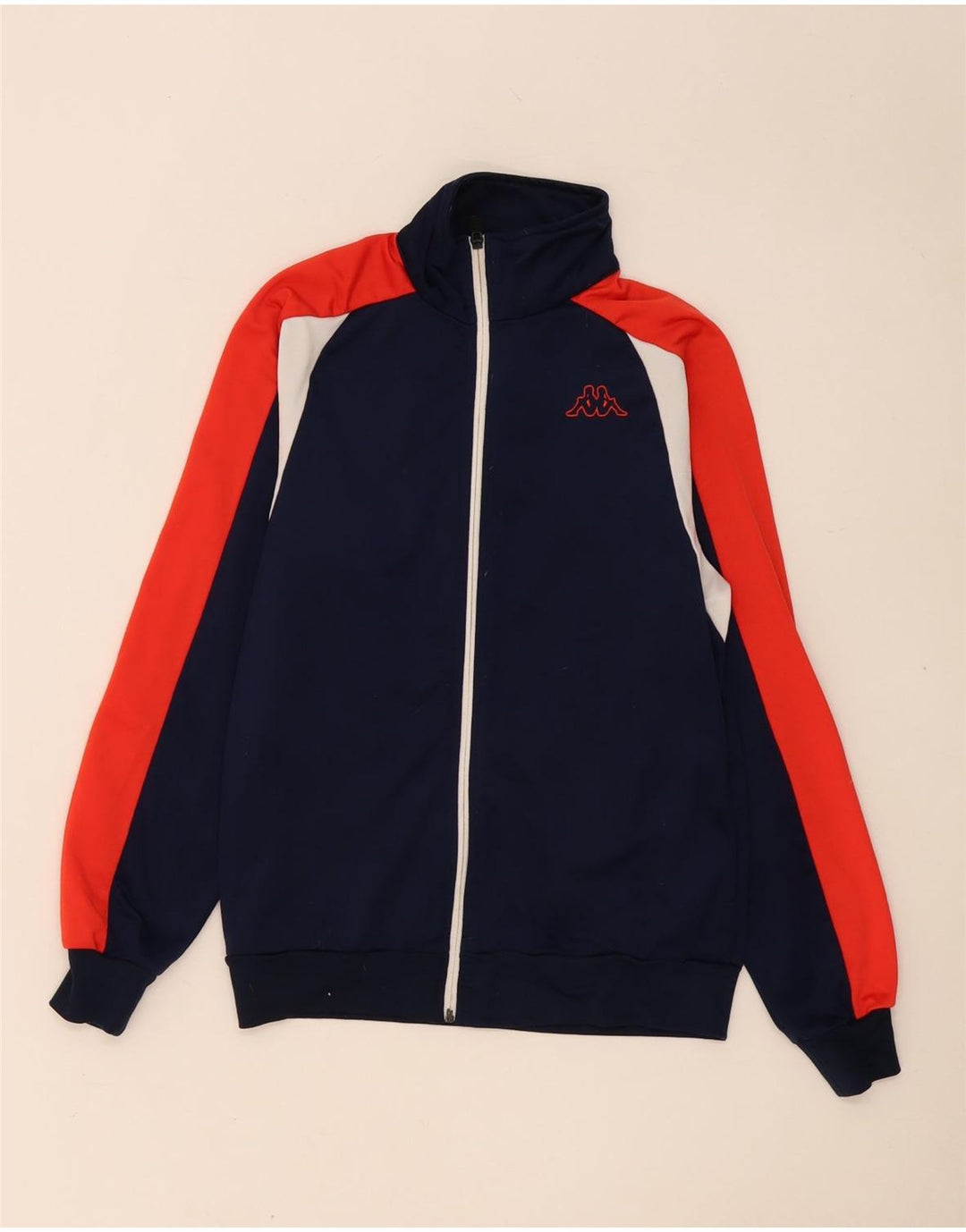 Giacca da ginnastica da uomo Kappa Small in poliestere color block blu navy