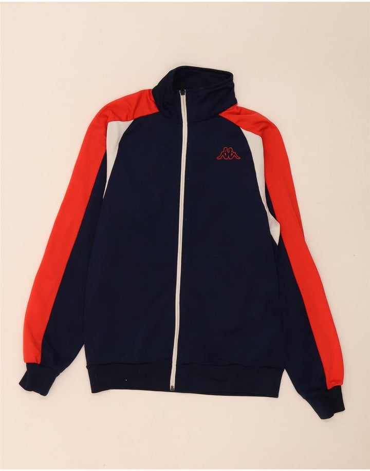 Giacca da ginnastica da uomo Kappa Small in poliestere color block blu navy