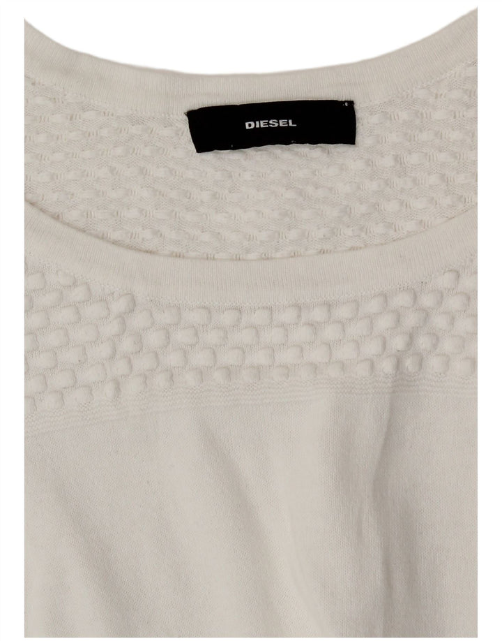 Top da donna Diesel manica 3/4 UK 12 medio bianco