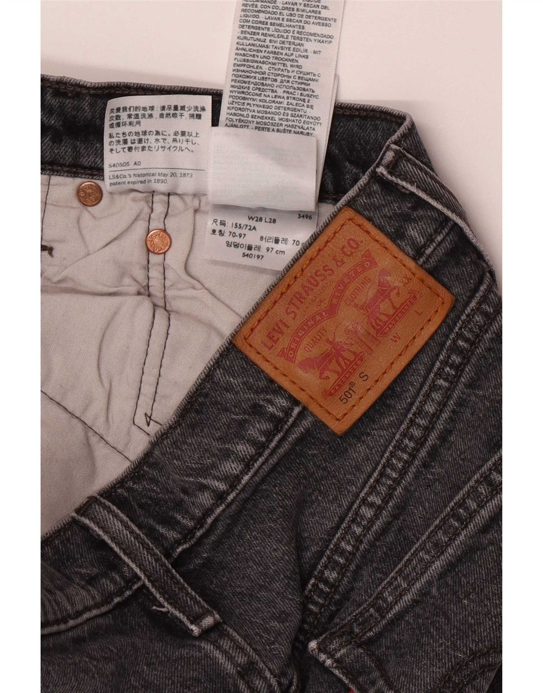 Jeans Levi's 501 Slim da donna W28 L28 in cotone grigio