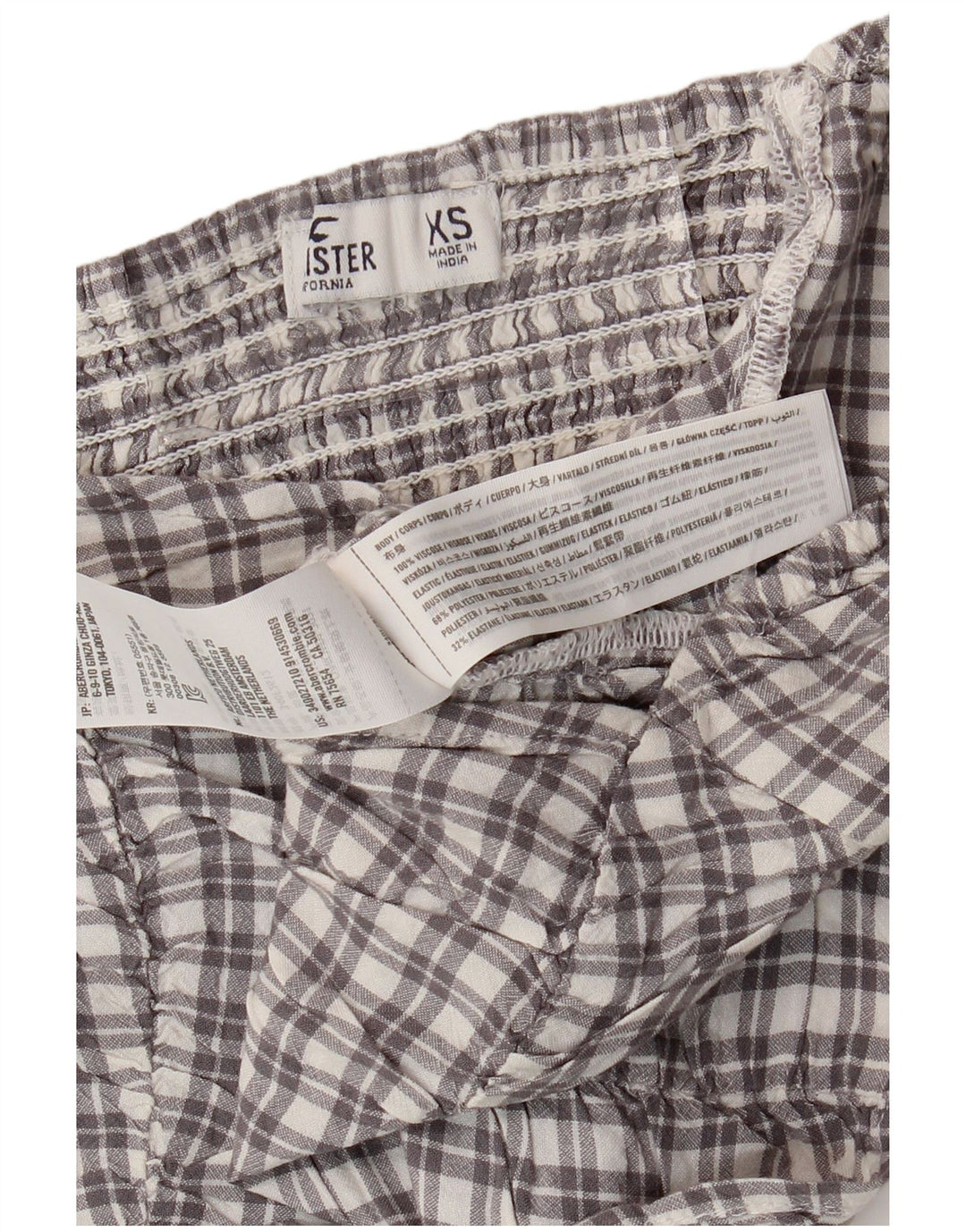 Top corto da donna HOLLISTER UK 4 XS viscosa a quadri grigia