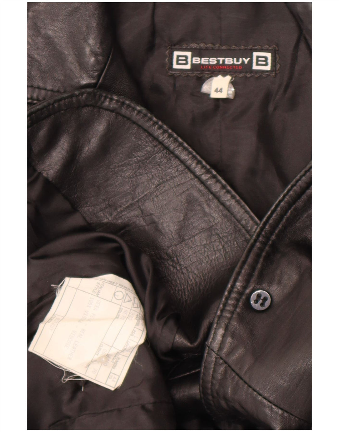 Giacca blazer in pelle da donna a 2 bottoni VINTAGE IT 44 pelle nera media