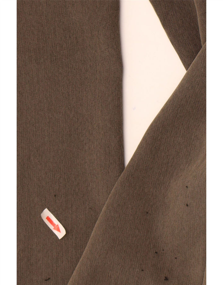 Pantaloni da abito dritti da uomo Marks & Spencer W34 L29 Marrone a spina di pesce