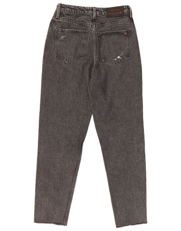 Tommy Hilfiger Donna Gramercy Distressed Tapered Jeans W26 L27 Cotone Grigio
