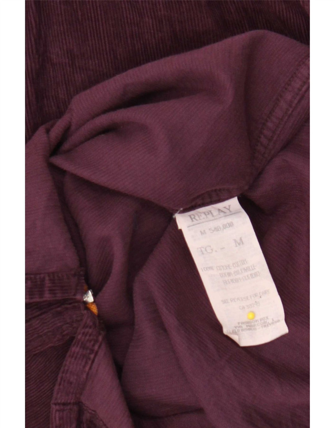 Camicia da uomo in velluto a coste Replay, cotone viola medio