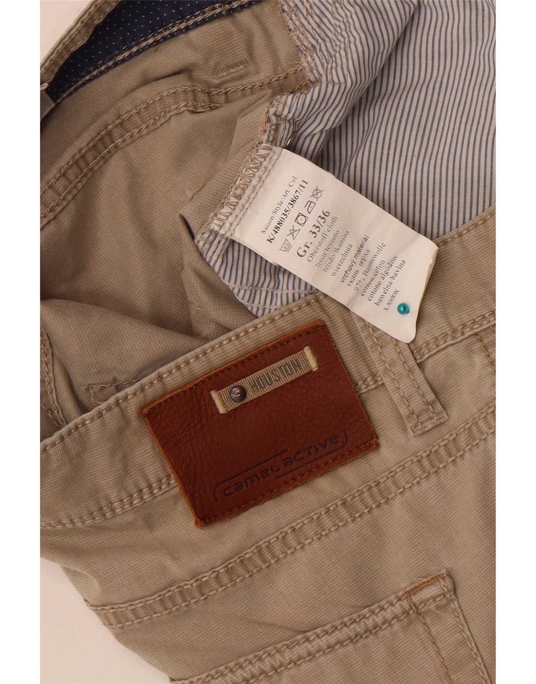 Pantaloni casual dritti da uomo Camel Active W33 L36 in cotone beige