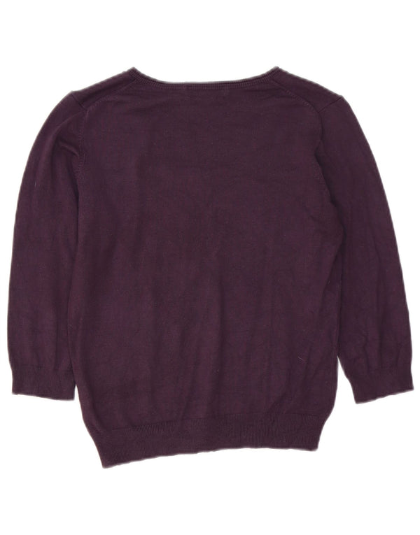 Maglione da donna Marks & Spencer con maniche a 3/4 e scollo a V UK 12 Viola medio