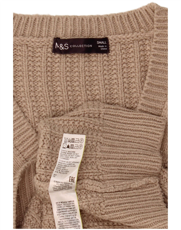 Maglione oversize con scollo a V da donna Marks & Spencer UK 10 piccolo Beige