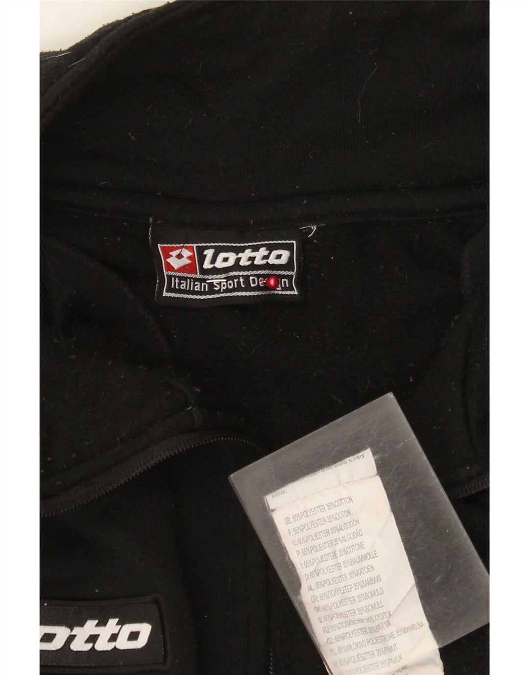 Felpa da uomo con collo con zip grafica Lotto Maglione grande poliestere nero