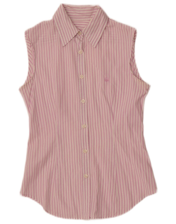 Camicia senza maniche da donna Benetton UK 6 XS rosa gessato