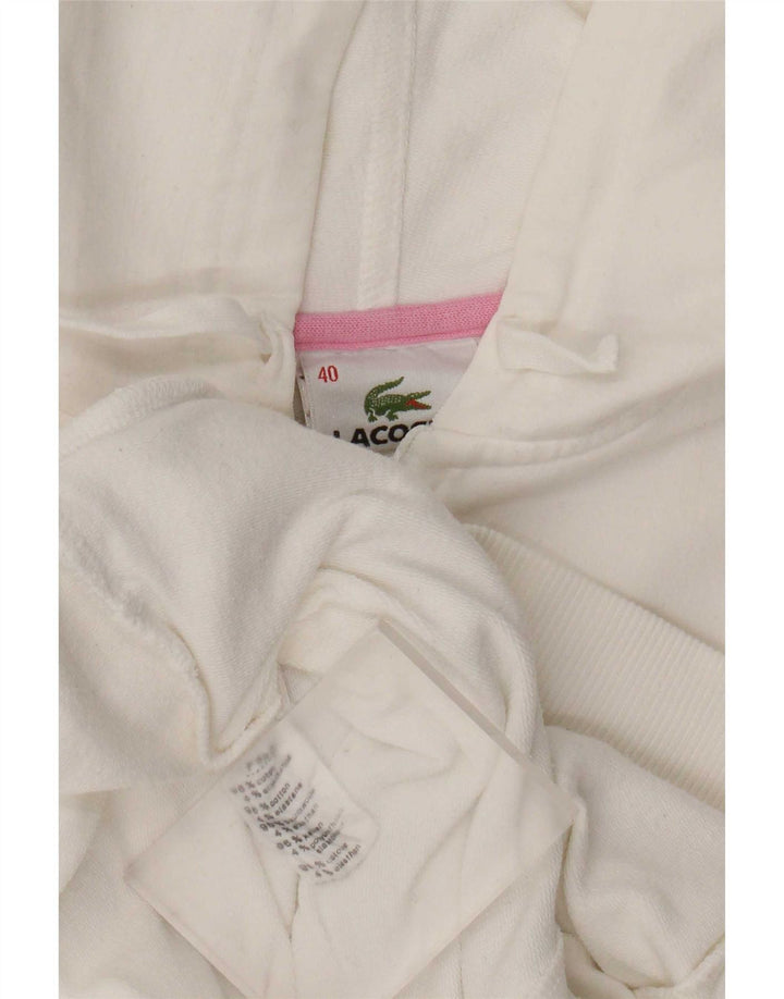 Maglione con cappuccio e zip da donna Lacoste taglia 40 cotone bianco medio