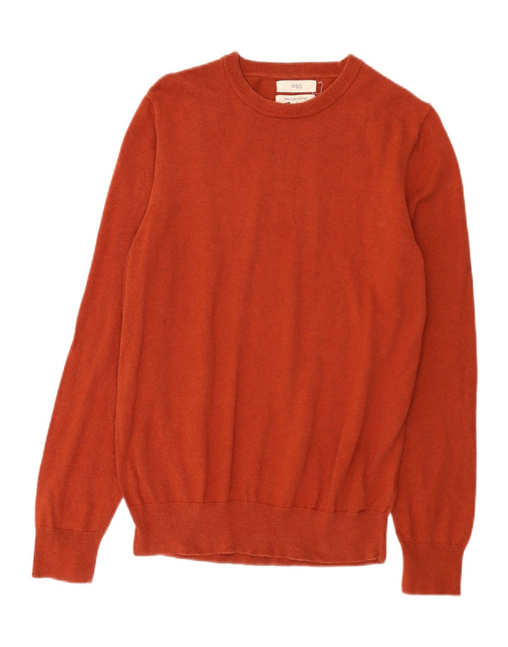 Maglione da uomo Marks & Spencer con scollo a barca in cotone marrone medio