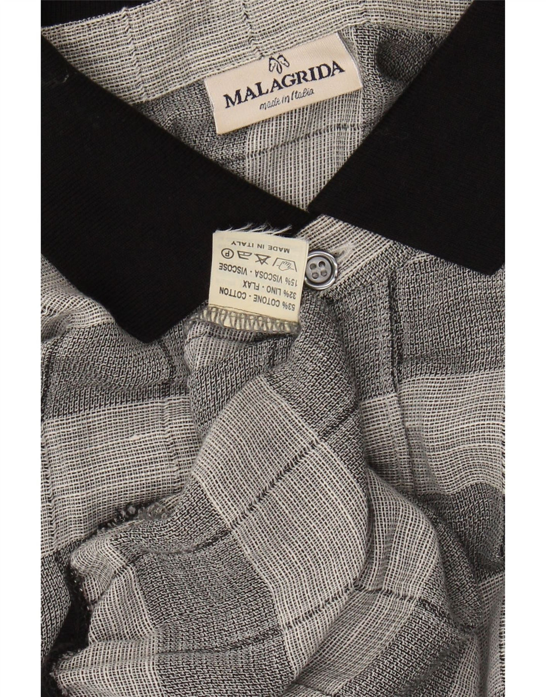 MALAGRIDA Camicia a maniche corte da uomo XL in cotone a quadri grigi