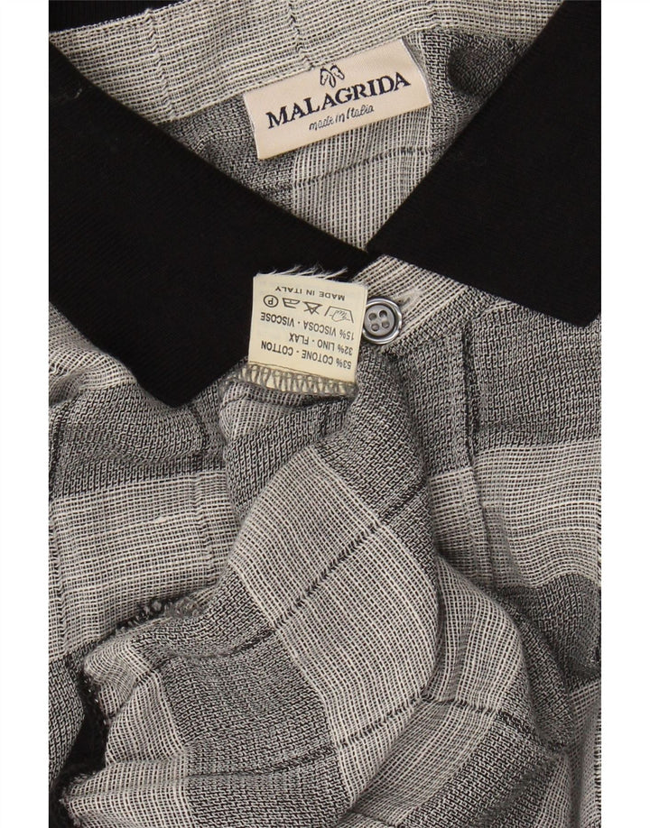 MALAGRIDA Camicia a maniche corte da uomo XL in cotone a quadri grigi