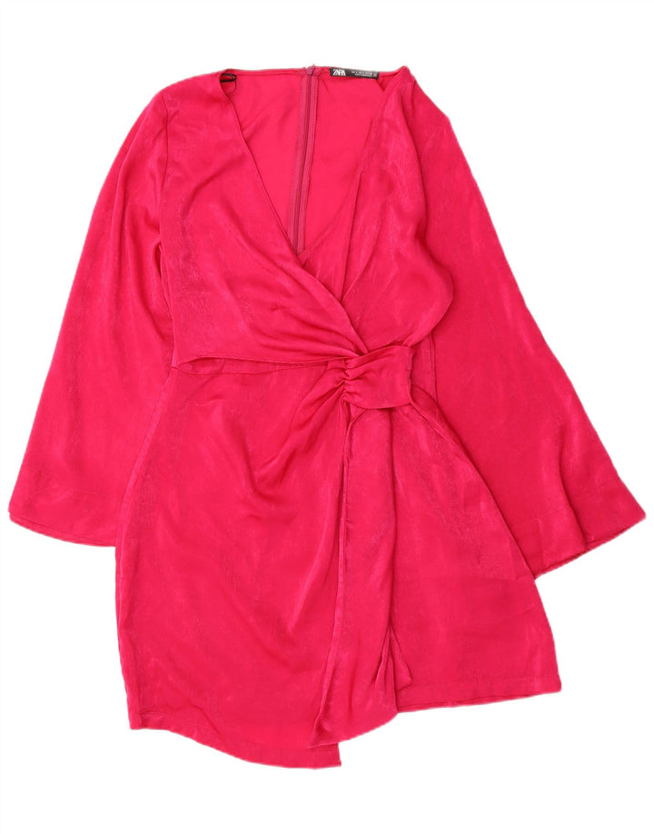 Abito tubino a maniche lunghe da donna Zara UK 10 piccolo poliestere rosa