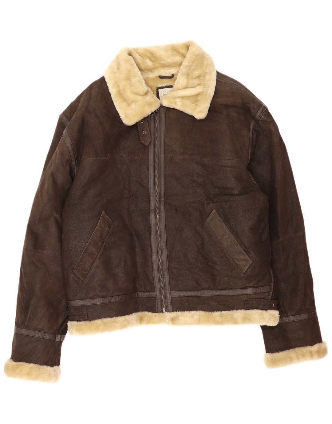 Giubbotto da uomo in shearling Conbipel UK 42 XL in pelle marrone