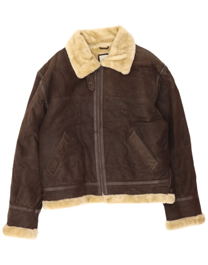 Giubbotto da uomo in shearling Conbipel UK 42 XL in pelle marrone