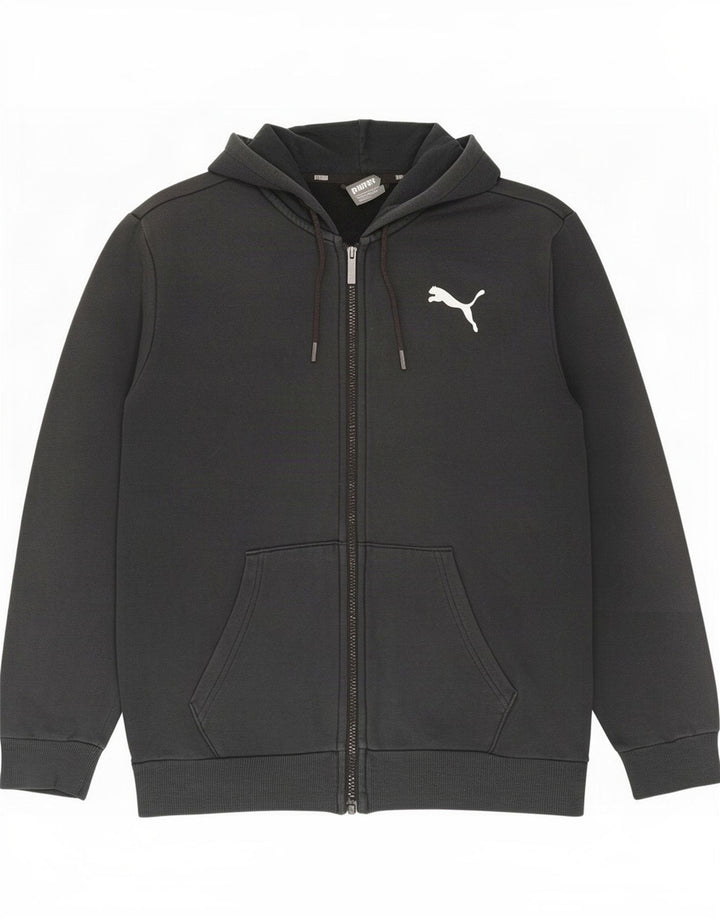 Felpa con cappuccio e zip Puma da uomo piccola nera