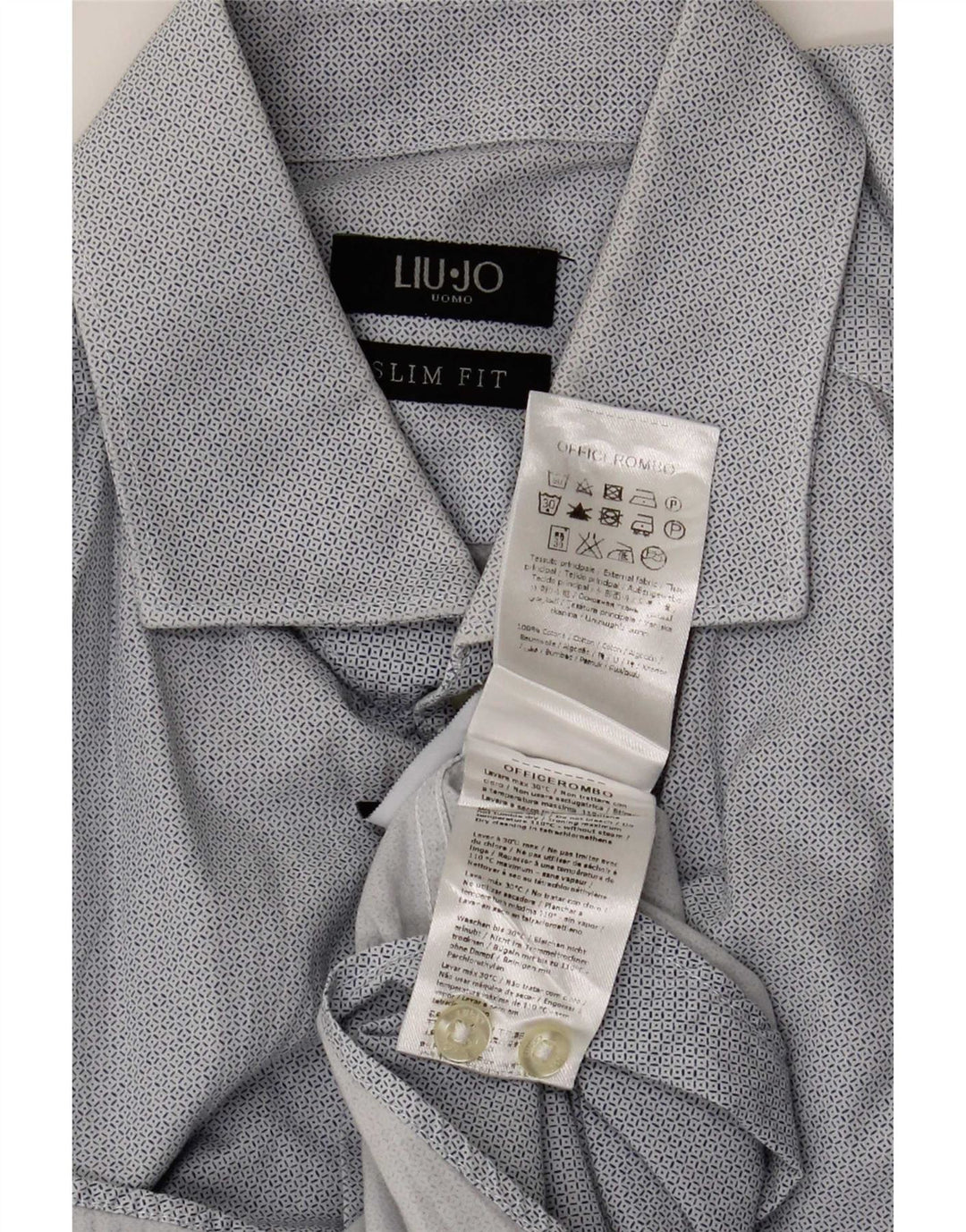 Camicia Liu Jo da uomo slim fit taglia 40 in cotone geometrico blu medio
