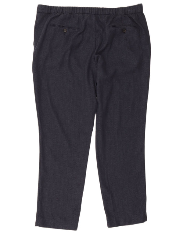 Pantaloni da abito affusolati da uomo Marks & Spencer W42 L28 Blu navy a spina di pesce