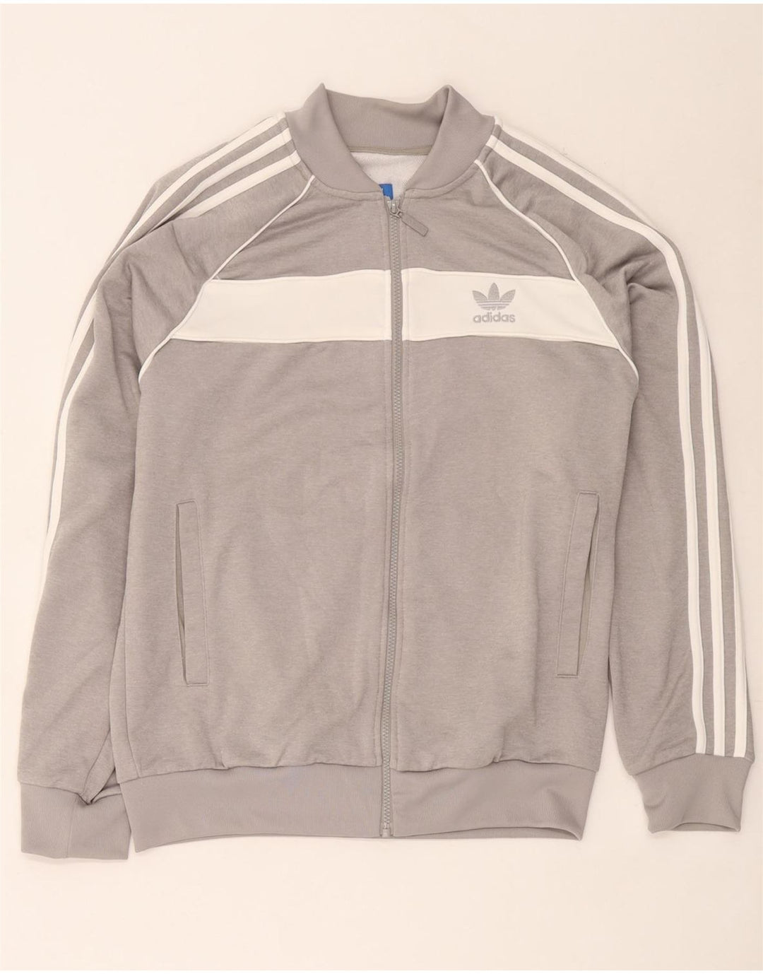Giacca da ginnastica da uomo Adidas Large in poliestere color block grigio
