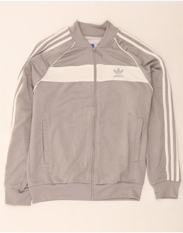 Giacca da ginnastica da uomo Adidas Large in poliestere color block grigio