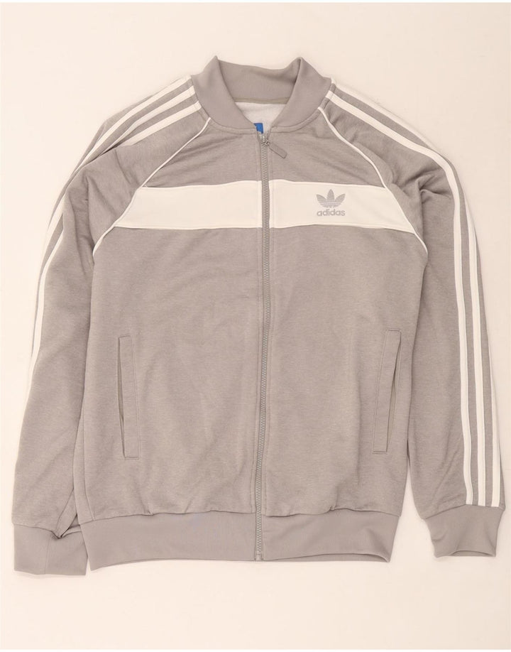 Giacca da ginnastica da uomo Adidas Large in poliestere color block grigio