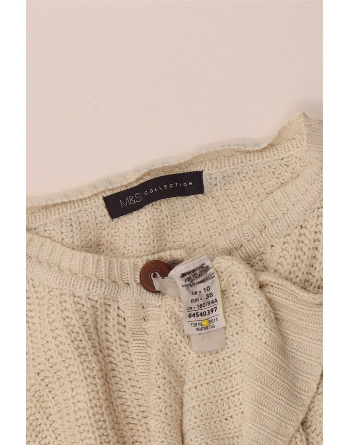 Maglione cardigan corto da donna Marks & Spencer UK 10 piccolo bianco sporco