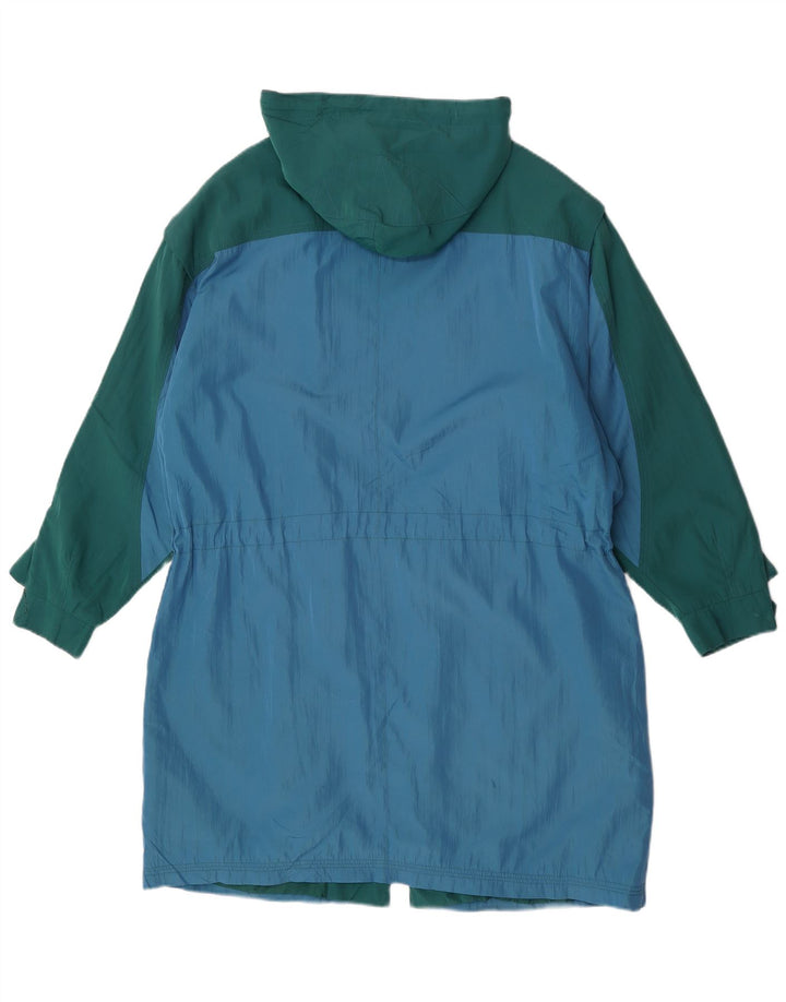 Giacca parka con cappuccio da donna vintage UK 22 3XL Poliestere color block blu