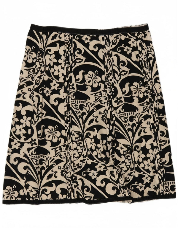 OLD NAVY Womens A-Line Skirt US 10 Large W32  Black Floral Cotton