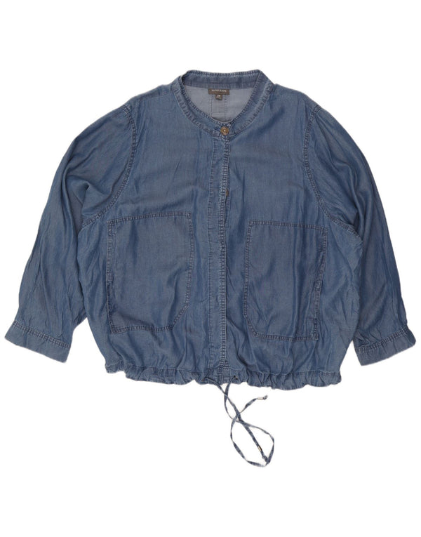Camicia in denim autografata da donna Marks & Spencer UK 26 5XL Lyocell blu