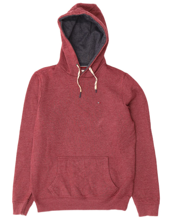 Tommy Hilfiger Mens Hoodie Jumper Medium Burgundy Flecked Cotton