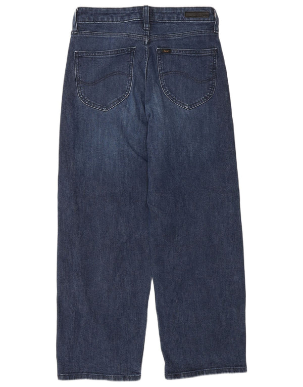 Jeans LEE da donna a vita alta con gamba larga corta W26 L25 cotone blu