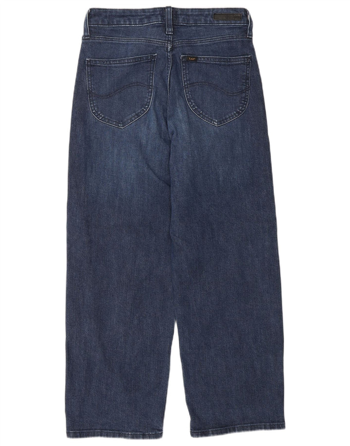 Jeans LEE da donna a vita alta con gamba larga corta W26 L25 cotone blu