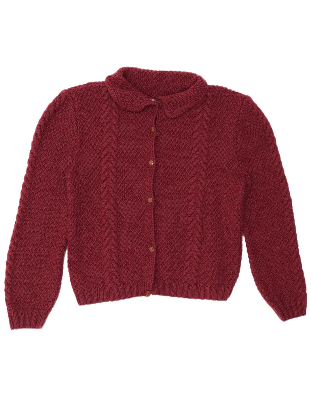 Maglione cardigan da donna VINTAGE UK 14 Grande Borgogna