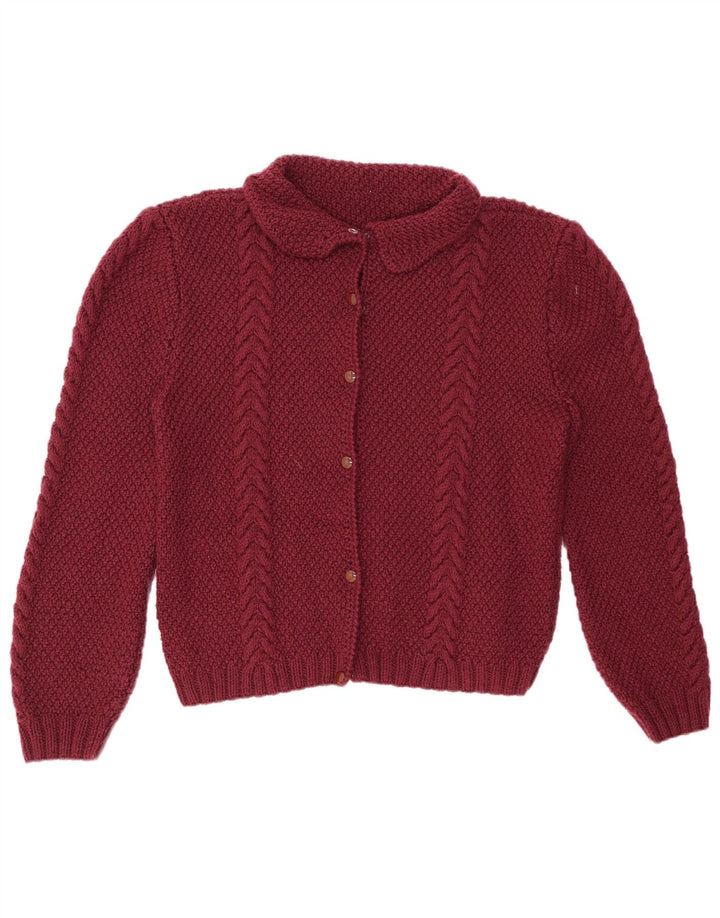 Maglione cardigan da donna VINTAGE UK 14 Grande Borgogna